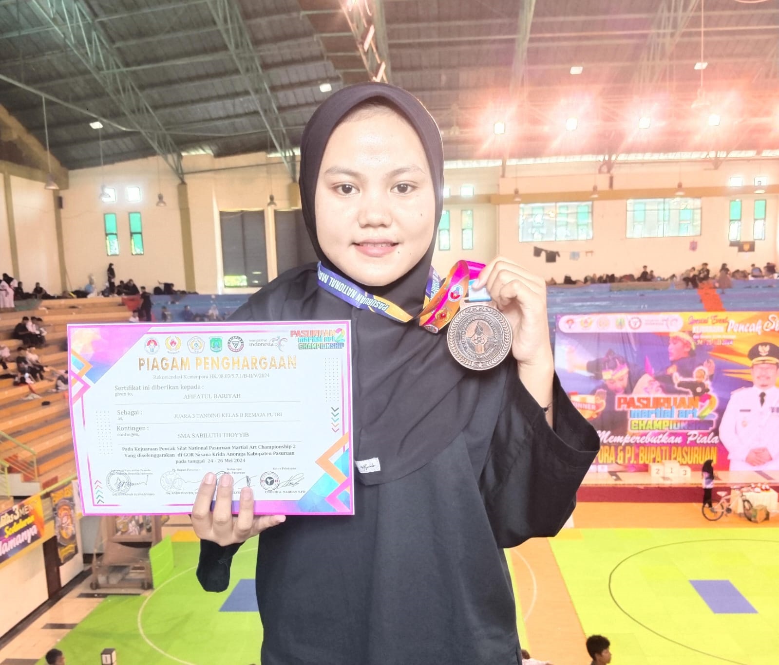 1 Selamat kepada Afifatul Bariyah Juara Pencak Tahun 2024